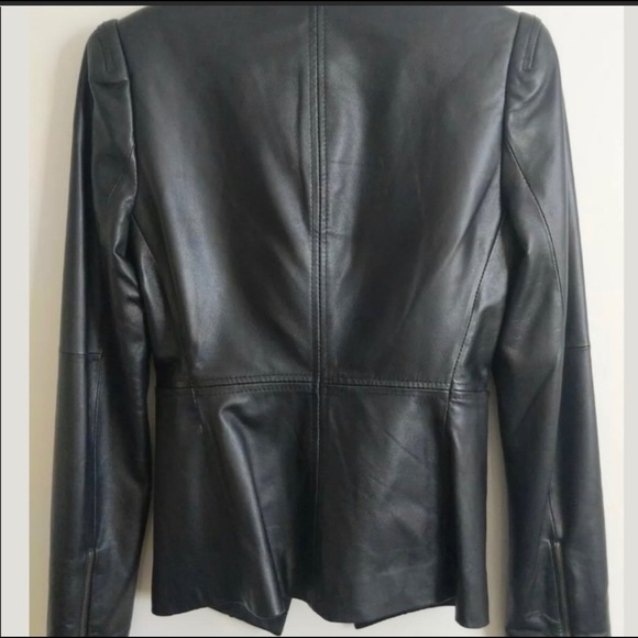 $795 Elizabeth and James Black Leather Blazer Jacket Lambskin Size 6 - Picture 2 of 9